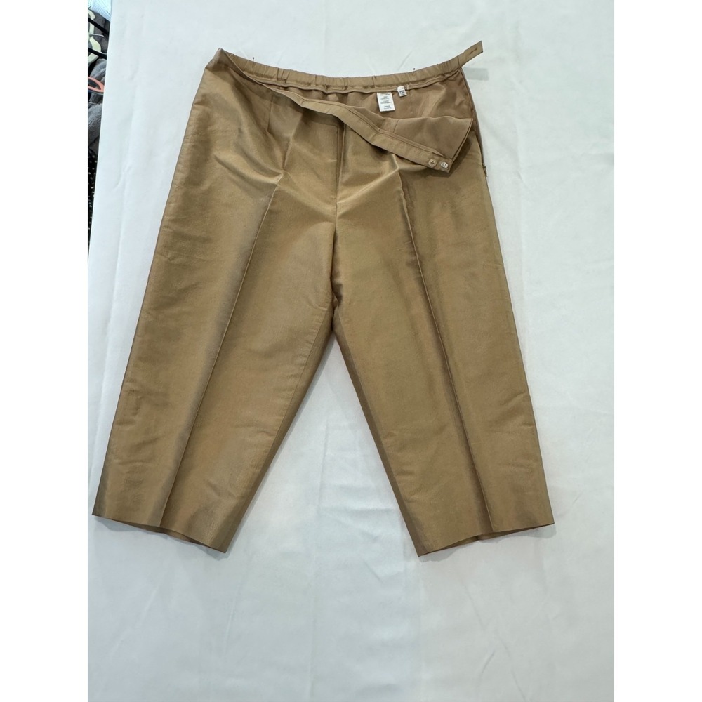 Women's‎ 100% Silk Dress Pants Size XL Tan Lined Made in USA Straight Leg 2